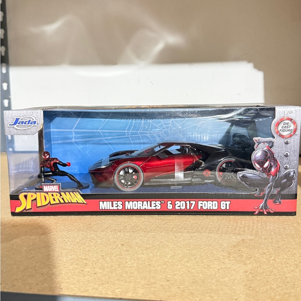 NIB Jada Marvel Spider-Man Miles Morales & 2017 Ford GT Toy Car - Red and Black